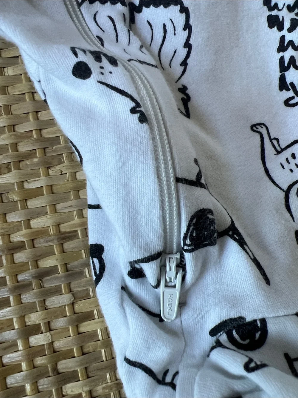 Wonder Nation Baby Footie onesie sleepwear white black dog print unisex 3-6 mo